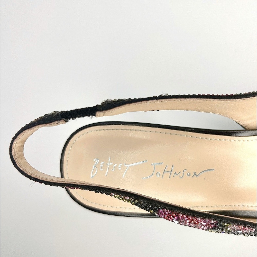 Betsey Johnson Clark Rhinestone Floral Slingback Pumps Black Pink Heels 10 NWOT - Picture 12 of 12